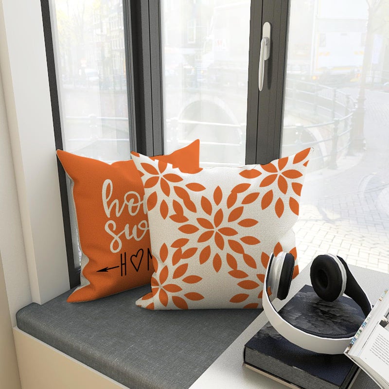 YCOLL Fall Pillow Covers 18x18 Set of 4, Modern Sofa Throw Pillow Cover for Fall Decor, Decorative Outdoor Linen Fabric Pillow Case for Couch Bed Car, Orange - Image 4